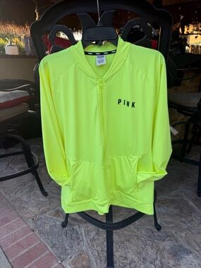 PINK Victoria Secret:Neon Yellow Zip-Up Jacket